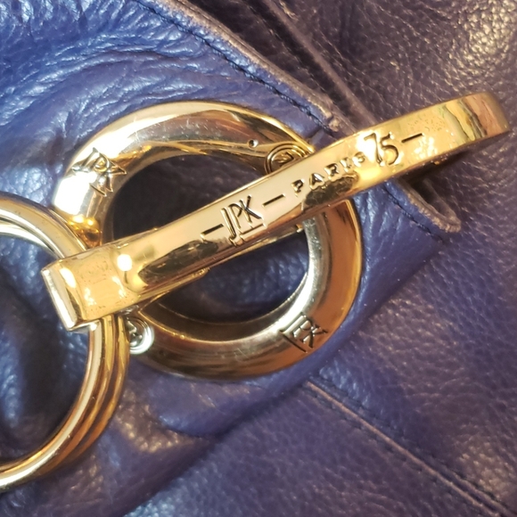 Paris designer blue leather 80s style bag - Picture 5 of 8